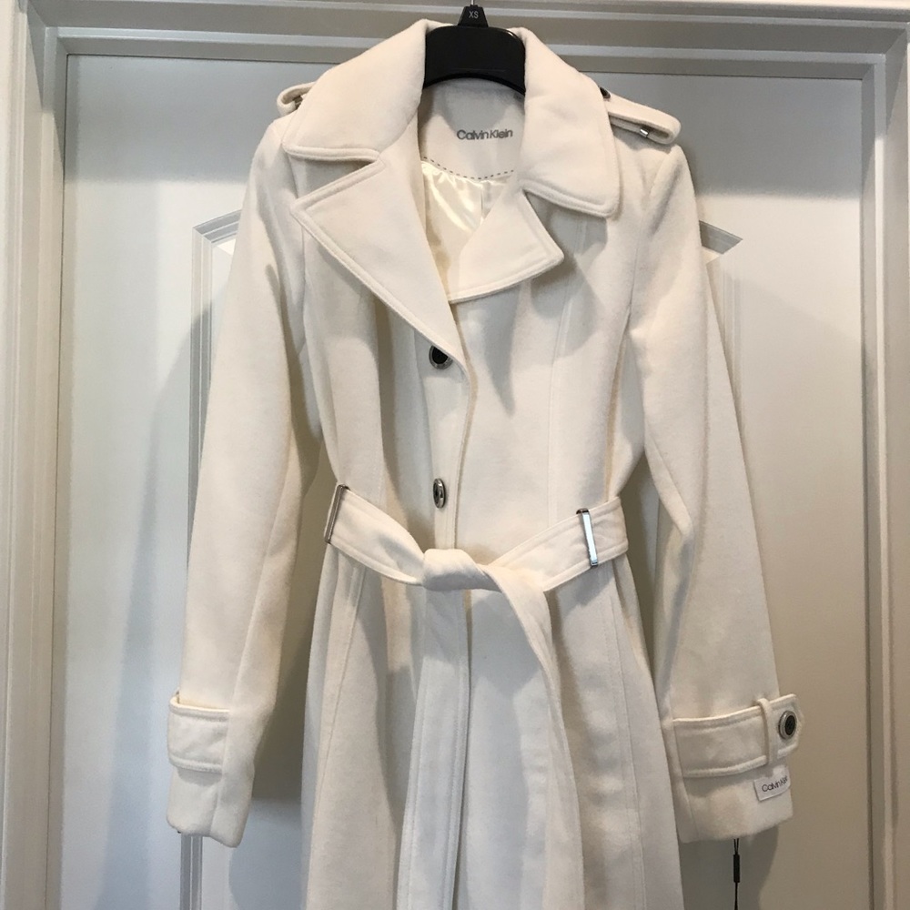 NWT Calvin Klein White Peacoat